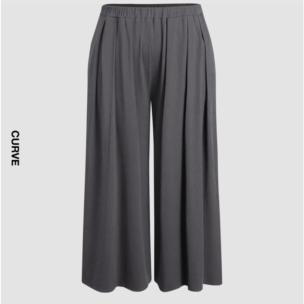 Bundle of 2 elastic waist viral curve wide leg pants